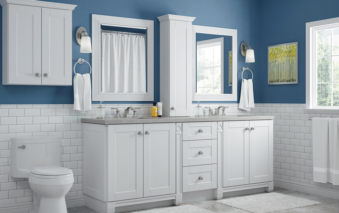 Bathroom layout with Sanabelle White cabinets